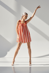 Red Stripe Cotton Scallop Side Pocket Lined Mini Dress | Boutique In USA, Dresses, $ 65.00, A Moment Of Now™
