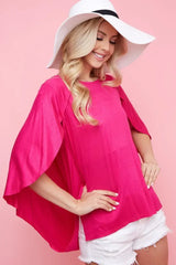 Fuchsia Fold Over Back Detailed Top - Chic & Stylish, Tops, $ 23.00, A Moment Of Now™