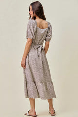 SO ME Ditsy Floral Self Belt On Elastic Waist Maxi Dress | Boutique In USA, Dresses, $ 69.00, A Moment Of Now™
