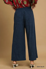 Navy Blue Wide-Leg Corduroy Pants for Chic Comfort, Pants, $ 53.00, A Moment Of Now™