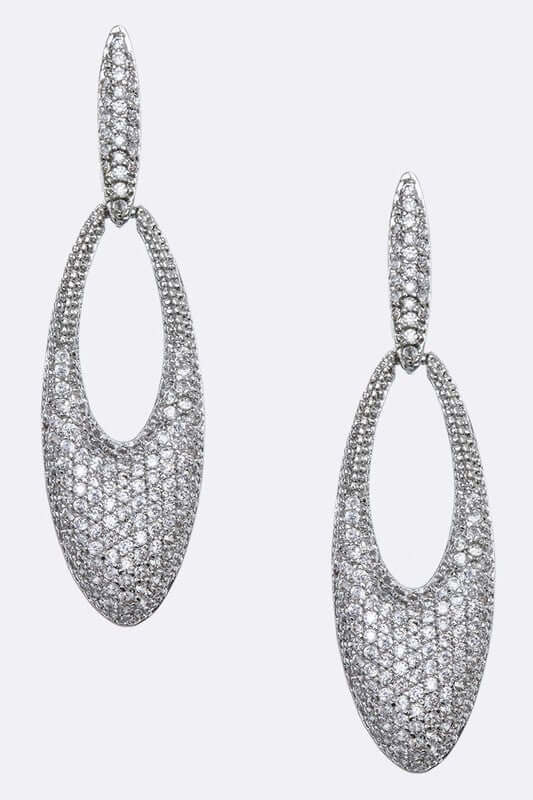 Elegant Micro Setting Oval CZ Earrings - Dangle Design, Earrings, $ 45.00, A Moment Of Now™