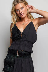 POL V-Neck Cotton Ruffled Crop Cami, Tops, $ 39.00, A Moment Of Now™