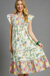 Floral Patchwork Garden Midi Dress - Bohemian Charm, Dresses, $ 65.00, A Moment Of Now™