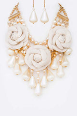 Rose Flower Mix Pearls Statement Jewelry Set, Jewelry Sets, $ 55.00, A Moment Of Now™