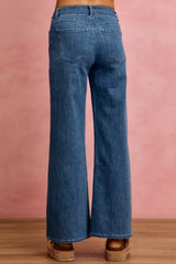 Blue Seam Detail Mid Rise Stretch Denim Jeans | Boutique In USA, Jeans, $ 64.00, A Moment Of Now™