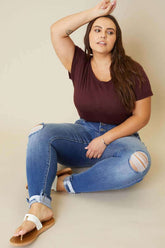 Plus High Rise Button Fly Ankle Skinny Jeans, Jeans, $ 77.95, A Moment Of Now™