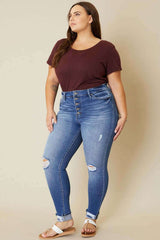 Plus High Rise Button Fly Ankle Skinny Jeans, Jeans, $ 77.95, A Moment Of Now™