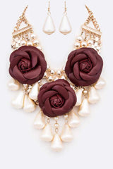 Rose Flower Mix Pearls Statement Jewelry Set, Jewelry Sets, $ 55.00, A Moment Of Now™