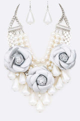 Rose Flower Mix Pearls Statement Jewelry Set, Jewelry Sets, $ 55.00, A Moment Of Now™