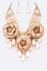 Rose Flower Mix Pearls Statement Jewelry Set, Jewelry Sets, $ 55.00, A Moment Of Now™