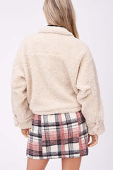 Cream Sherpa Jacket with Front Pockets - Stylish Comfort, Jackets, $ 99.00, A Moment Of Now™