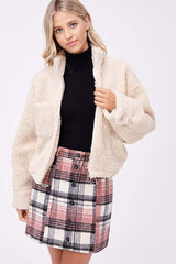 Cream Sherpa Jacket with Front Pockets - Stylish Comfort, Jackets, $ 99.00, A Moment Of Now™