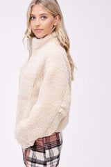 Cream Sherpa Jacket with Front Pockets - Stylish Comfort, Jackets, $ 99.00, A Moment Of Now™
