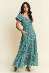 Teal Green Sweetheart Neck Tiered Maxi Dress, Dresses, $ 72.00, A Moment Of Now™