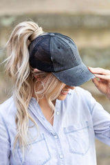 Distressed Messy Bun Hat Cap - Stylish & Practical, Hats, $ 35.00, A Moment Of Now™