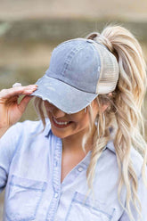 Distressed Messy Bun Hat Cap - Stylish & Practical, Hats, $ 35.00, A Moment Of Now™