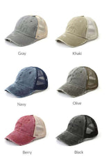 Distressed Messy Bun Hat Cap - Stylish & Practical, Hats, $ 35.00, A Moment Of Now™
