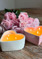 Pink Ceramic Heart 11oz Candle
