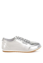 Astylos Silver Metallic Faux Leather Sneakers, Sneakers, $ 79.99, A Moment Of Now™