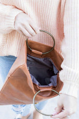 Lux Vegan Leather Fold-over O-ring Clutch - Chic & Stylish, Clutches, $ 45.95, A Moment Of Now™