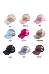 CC Glitter Messy Bun Hat Cap - Stylish & Versatile, Caps, $ 27.00, A Moment Of Now™