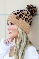 CC Leopard Pom Beanie Hat - Trendy & Cozy Style, Beanies, $ 50.95, A Moment Of Now™