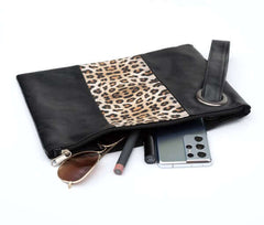Black Leopard Dual Tone Clutch | Stylish & Spacious, Clutches, $ 30.95, A Moment Of Now™