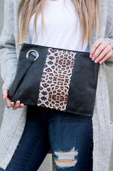 Black Leopard Dual Tone Clutch | Stylish & Spacious, Clutches, $ 30.95, A Moment Of Now™