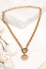 Coin Accent Chain Necklace - Timeless Vintage Elegance, Necklaces, $ 27.95, A Moment Of Now™