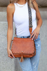 Leopard Strap Fold-over Crossbody Bag - Trendy & Versatile, Crossbody Bags, $ 39.00, A Moment Of Now™