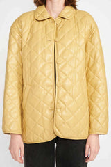 Stylish Quilted PU Button Down Jacket for Trendy Looks, Jackets, $ 99.00, A Moment Of Now™