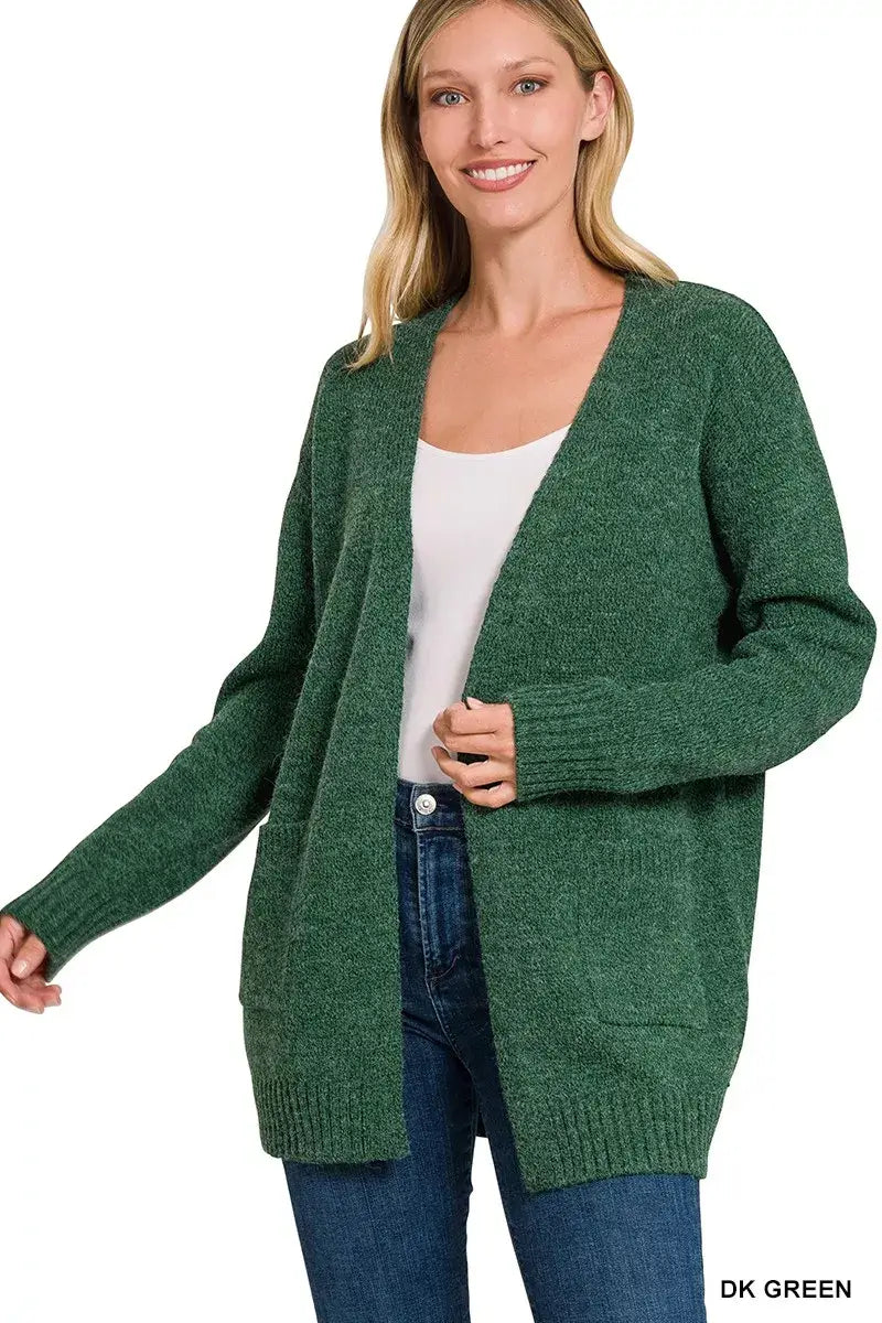 Green Open Front Sweater Cardigan | Boutique In USA, Cardigans, $ 48.00, A Moment Of Now™