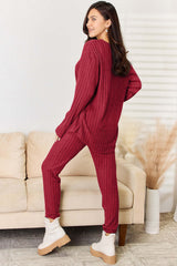 Serene Notched Long Sleeve Top and Pants Loungewear Set, Outfit Sets, $ 35.00, A Moment Of Now™