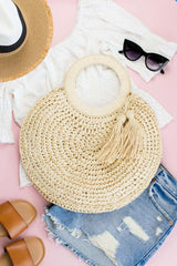 Straw Tassel O-Ring Tote - Chic & Casual Design, Totes, $ 41.00, A Moment Of Now™