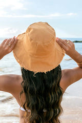 Frayed Edge Canvas Bucket Hat - Stylish Summer Accessory, Sunhats, $ 28.95, A Moment Of Now™