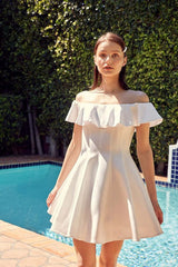 Off The Shoulder A Line Ruffle Cocktail Mini Dress, Dresses, $ 77.95, A Moment Of Now™