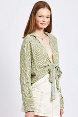 PRINTED TIE FRONT TOP, Shirts, $ 55.00, A Moment Of Now™