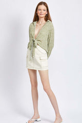 PRINTED TIE FRONT TOP, Shirts, $ 55.00, A Moment Of Now™