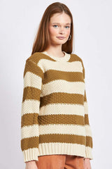 Brown Purple Striped & Oversized Sweater, Sweaters, $ 83.95, A Moment Of Now™