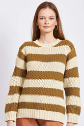 Brown Purple Striped & Oversized Sweater, Sweaters, $ 83.95, A Moment Of Now™