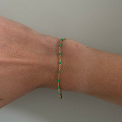 Green Daisy Bracelet | 14K Gold Filled Enamel Chain, Bracelets, $ 52.00, A Moment Of Now™