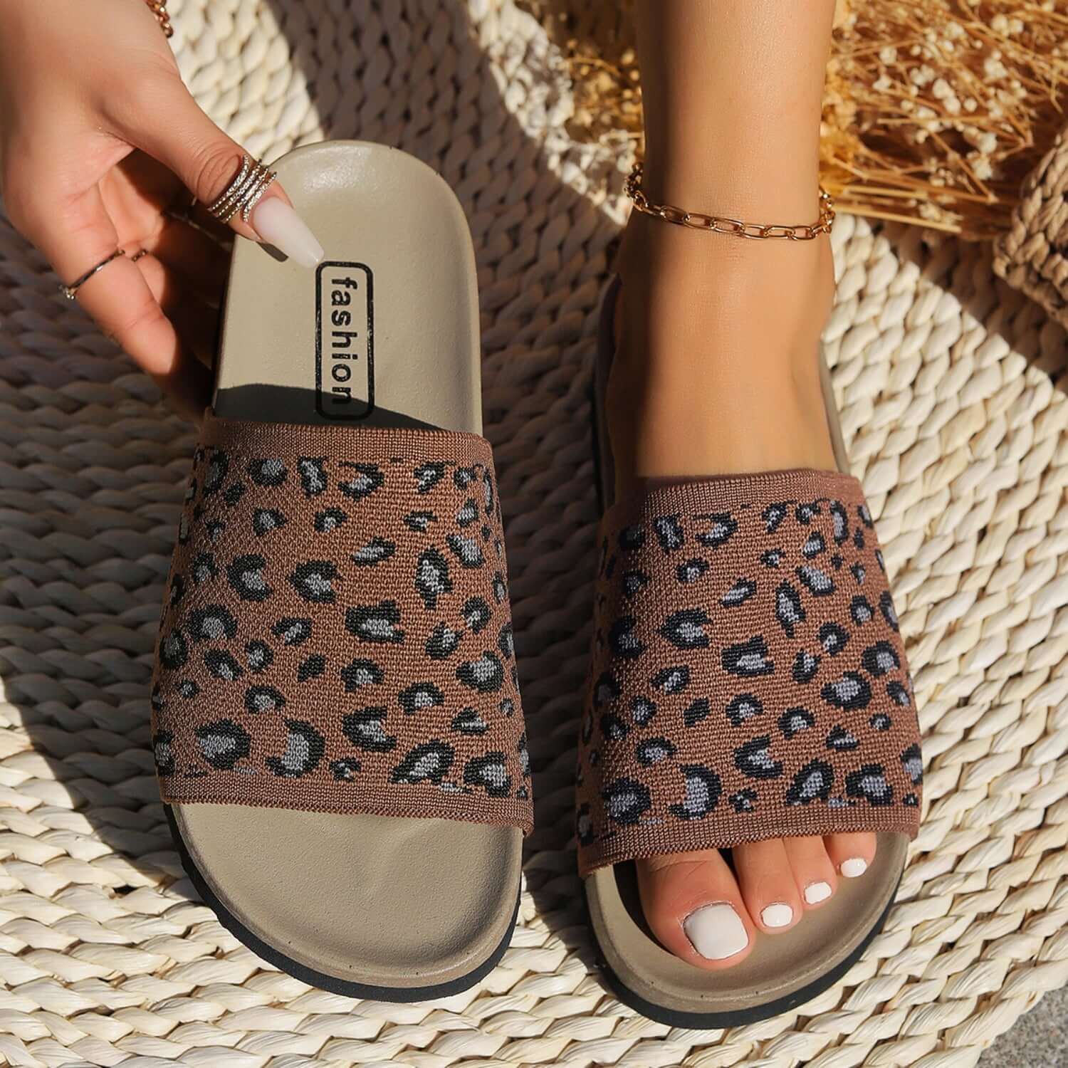 Leopard Open Toe Eva Sole Sandals - Trendy & Comfy, Sandals, $ 34.00, A Moment Of Now™