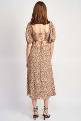 Black Brown Floral Ruffle Bell Sleeve Midi Dress, Dresses, $ 91.95, A Moment Of Now™