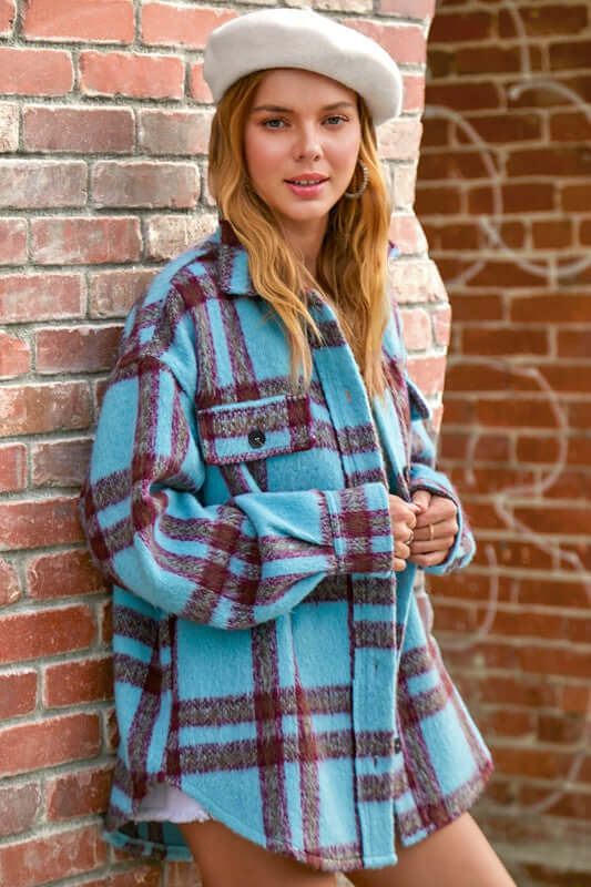 Vallis Jacket - Stylish Oversized Check Pattern, Shackets, $ 43.00, A Moment Of Now™