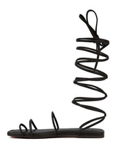 AMATHA Toe Ring Summer Leather Gladiator Flats, Sandals, $ 79.00, A Moment Of Now™
