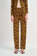 Brown Micro Pleat Lounge Printed Pants - Chic Comfort, Pants, $ 61.95, A Moment Of Now™