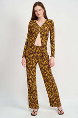 Brown Button Front Printed Plisse Top - Chic Fashion, Shirts, $ 58.95, A Moment Of Now™