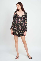 FLORAL LONG SLEEVE BABY DOLL DRESS, Dresses, $ 75.00, A Moment Of Now™