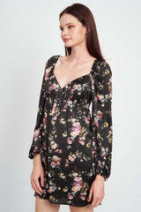 FLORAL LONG SLEEVE BABY DOLL DRESS, Dresses, $ 75.00, A Moment Of Now™