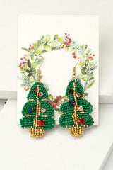 Handmade Beaded Christmas Tree Holiday Drop Earrings, Earrings, $ 25.95, A Moment Of Now™